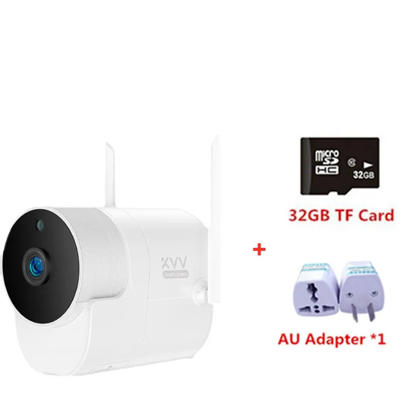 add AU adapter card Xiaovv наружная панорамная камера водонепроницаемая 1080P Беспроводная камера наблюдения wifi ночное видение IP Cam работает с приложением Mijia - Цвет: add AU adapter card