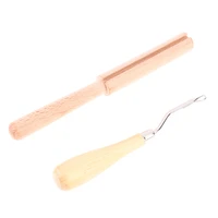 2pcsset wooden latch hook yarn cutter tool for tapestry carpet rug making diy embroidery crafts