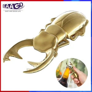 1pcs beetle stainless steel bottle can opener regular solid durable gold beer openers creative kitchen gadget tools free global shipping
