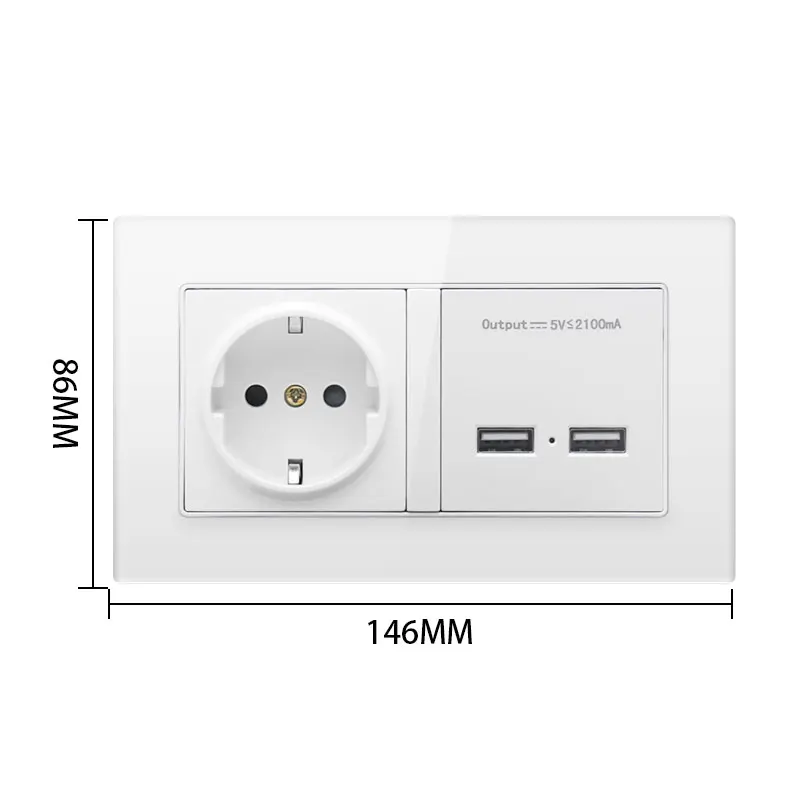Настенное зарядное устройство с двумя usb-портами 2 А 146 х86 | Обустройство дома