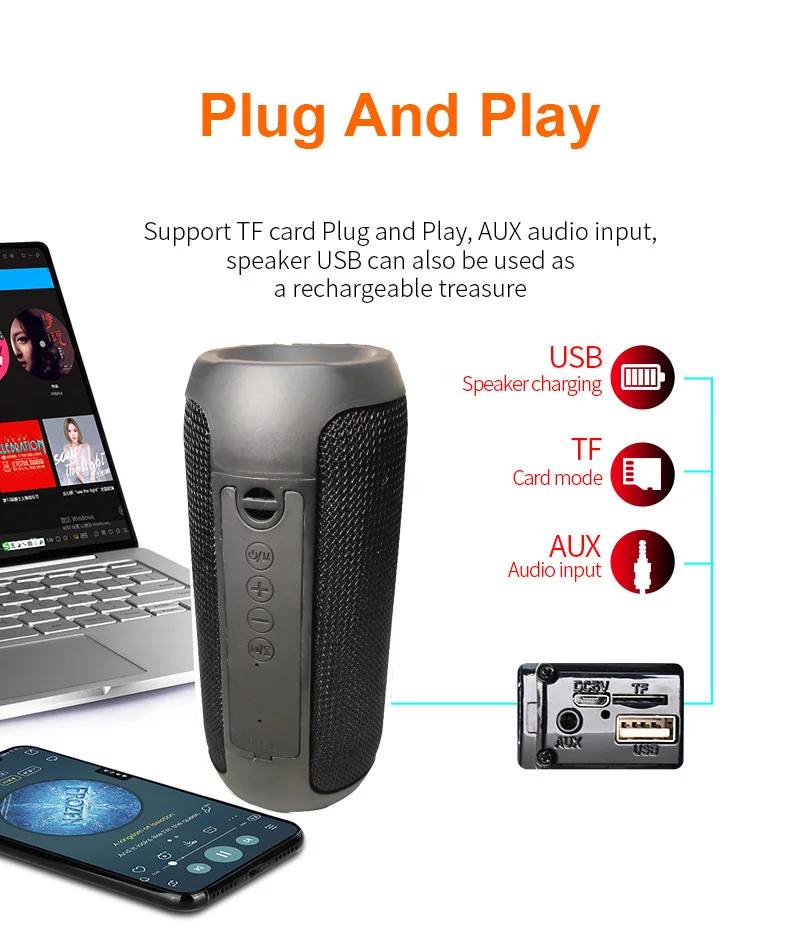 Портативная Bluetooth Колонка TG117 водонепроницаемый беспроводной динамик мощностью