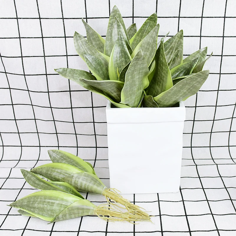 

1Pcs Artificial Sansevieria Branch Fake Plants Tiger Fur Potted Tropical Plastic Leaves DIY Bonsai Plants For Home Garden Decor