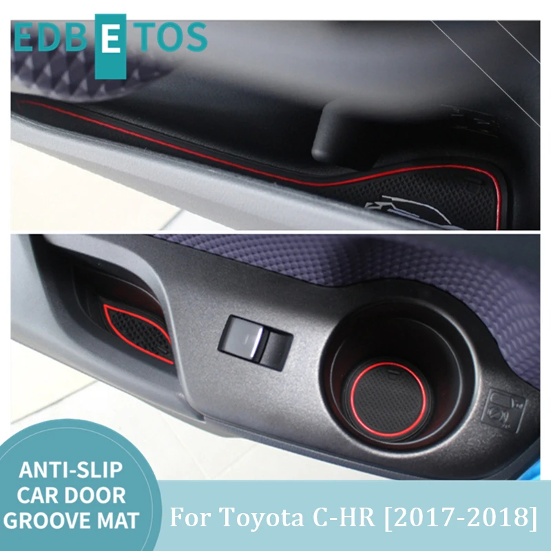 

Anti-Dirty Pad For Toyota CHR C-HR 2017 2018 Door Groove Gate Slot Coaster Anti-Slip Mat Car Interiors Gel Pad Rubber Mat