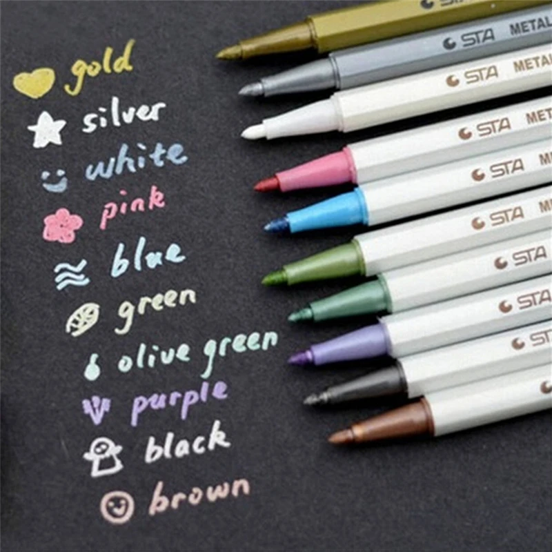 

10 Pcs/lot finecolour sketch markers touch permanent marker Pen For Photo Album Scrabooking Decor High lighter plumones