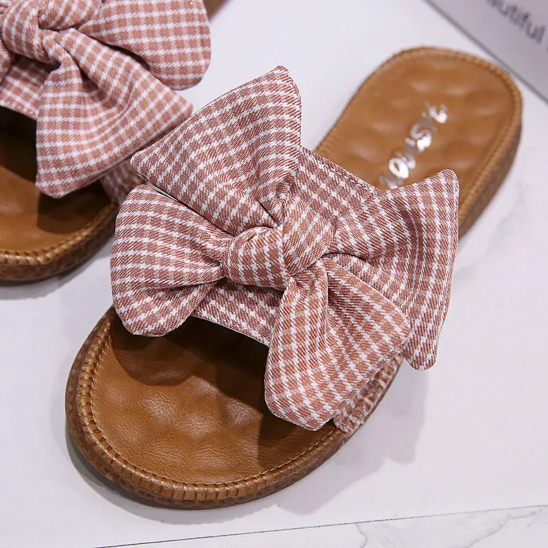 

Women's Outdoor Slippers 2021 Summer New Non-Slip Comfortable Soft Bottom Bowknot Slippers Women's Sandals