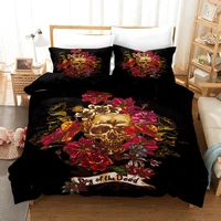free dropshipping 3d double digital printing bedding set queen king size multicolour skull single only 1 pillowcase black