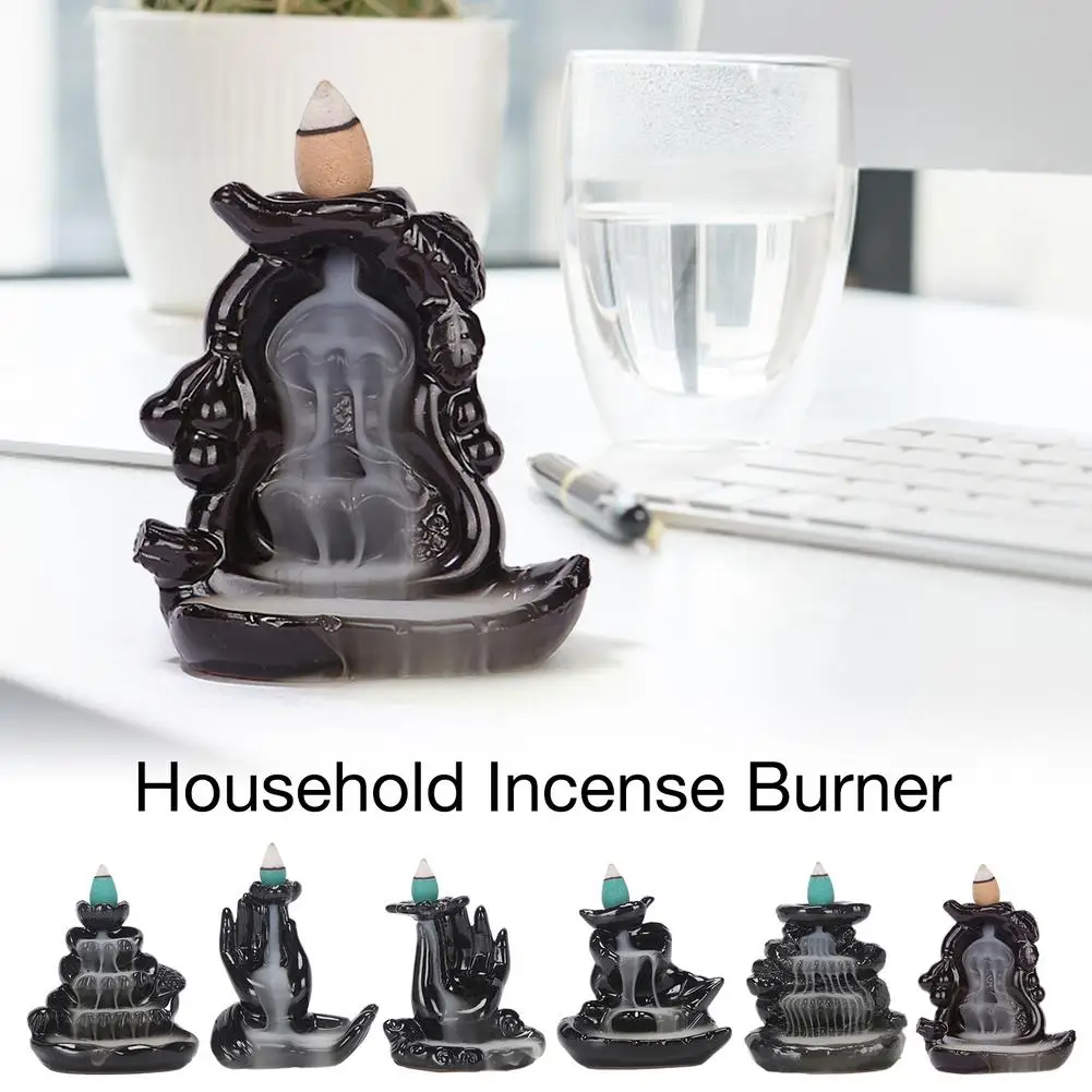 

Waterfall Incense Burner Ceramic Incense Holder Handmade Ceramic Backflow Incense Burner Decor With 10 Backflow Incense Cones