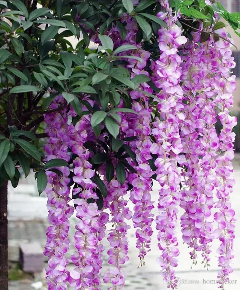

Artificial Silk Flower Wisteria Vine Rattan DIY Garland For Wedding Centerpieces Decorations Home Ornament 5 colors