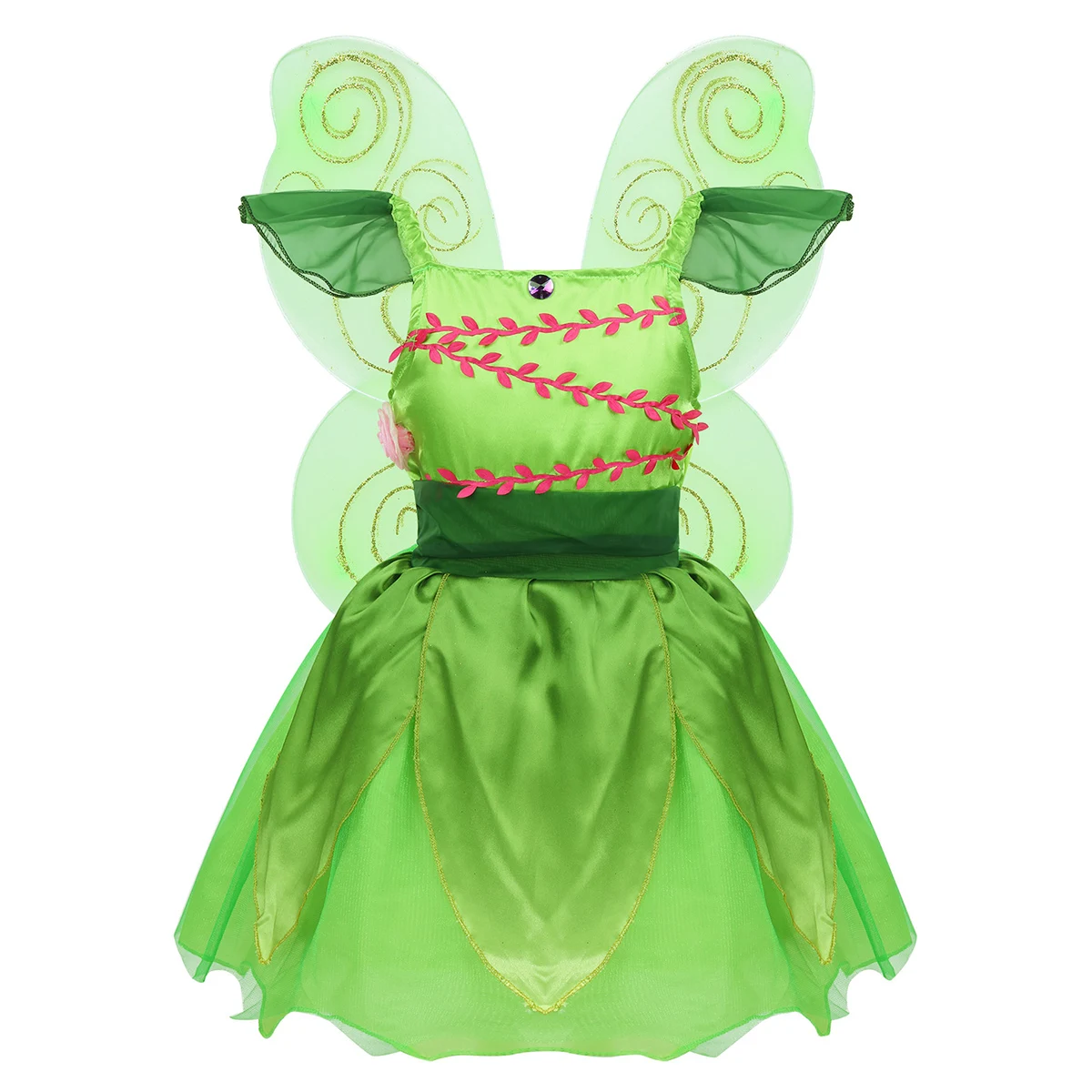 Girls Forest Fairy Costume Princess Dress Green Tutu Cosplay Tinkerbel Costumes Elves Halloween Fancy Outfit Christmas Party
