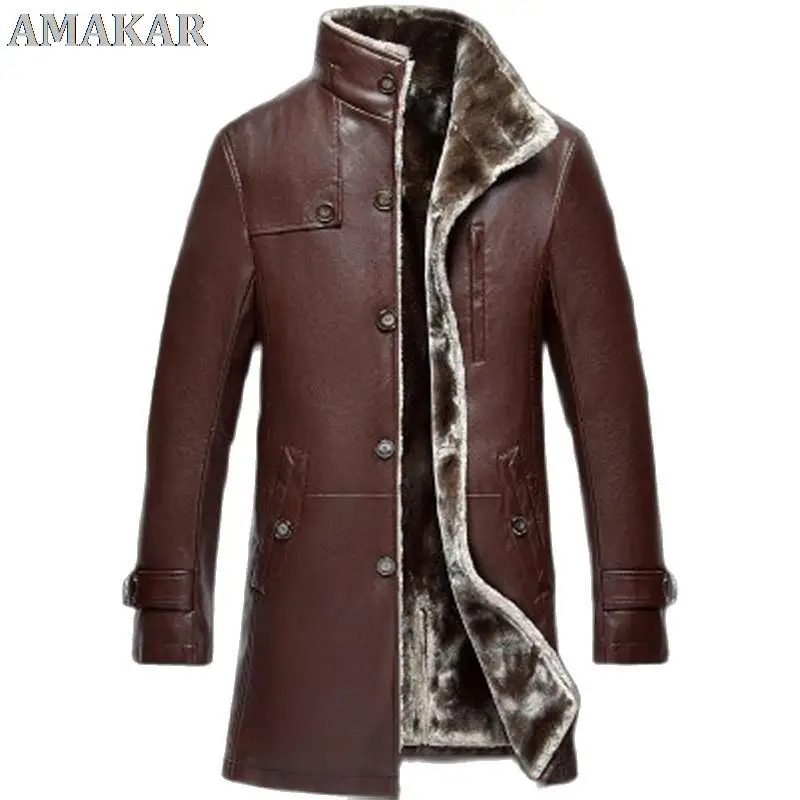 Мужская зимняя куртка из натуральной овечьей кожи с длинным плюшем | одежда