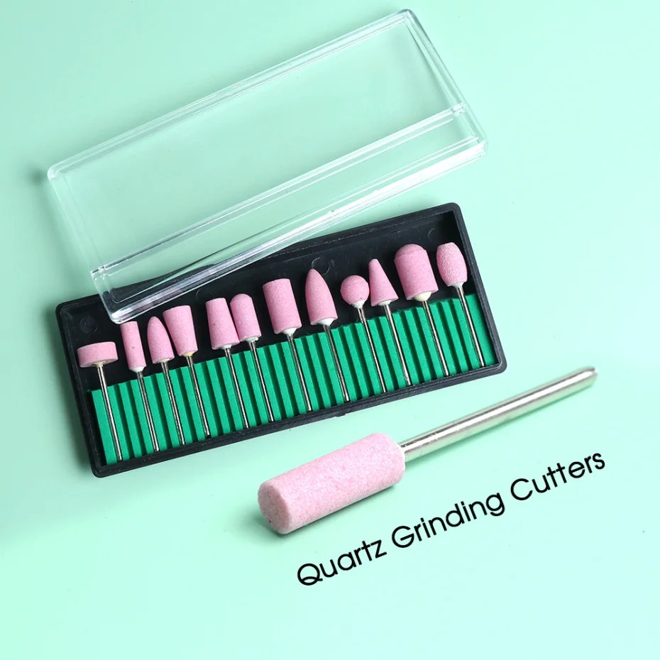 12/30 шт алмазные Кварцевые фрезерные сверла для ногтей набор электрических