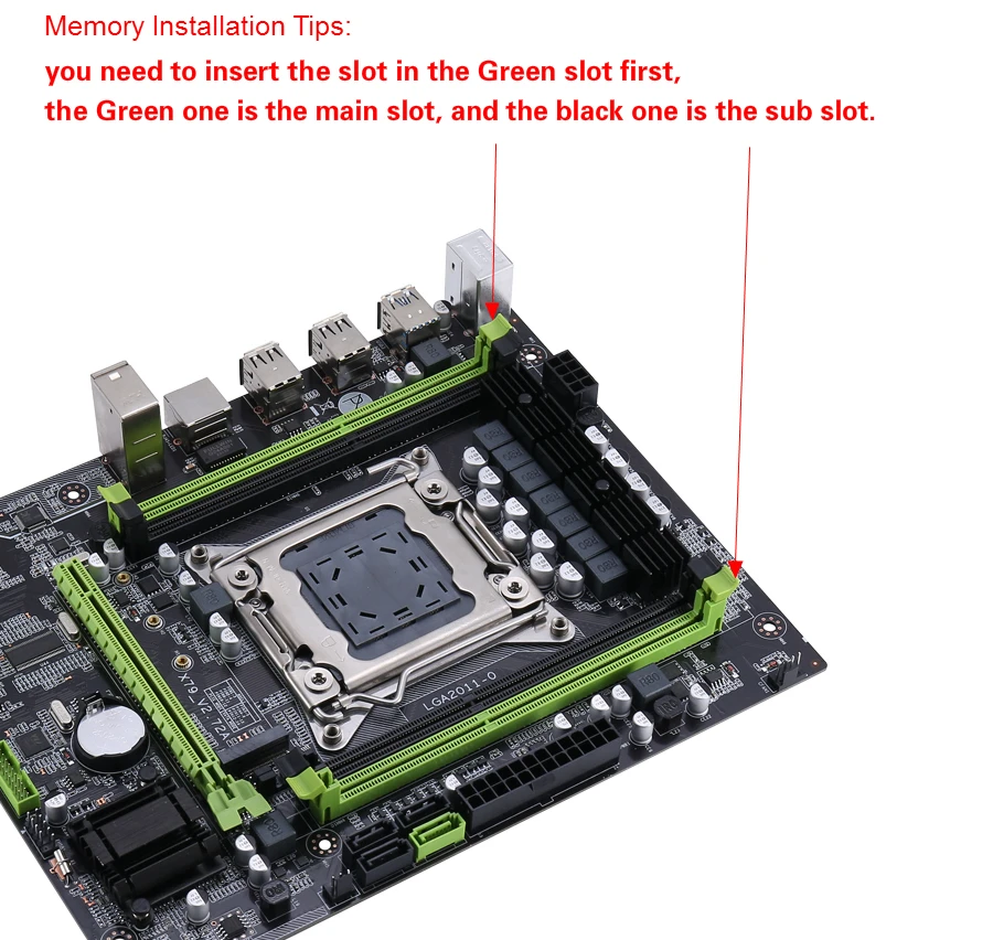 Комплект материнской платы Kllisre X79 USB3.0 с Xeon LGA2011 E5 2620 V2 2x8 ГБ = 16 Гб 1600 МГц DDR3 память ECC