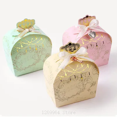 

20/50/100 pcs Paper box Favor Gift Royal crown Boxes Baby shower Gender Reveal Candy Packaging wedding Boxes pincess