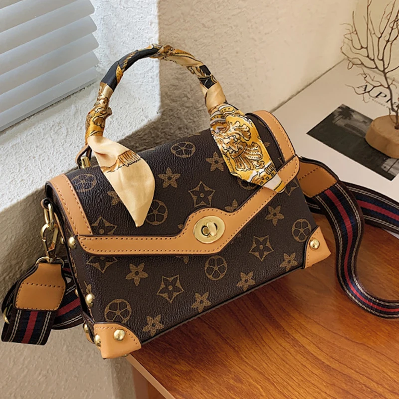 

Новая повседневная модная сумка через плечо с шелковым шарфом, однотонные сумки через плечо для женщин, Дамская дизайнерская сумочка, сумки...