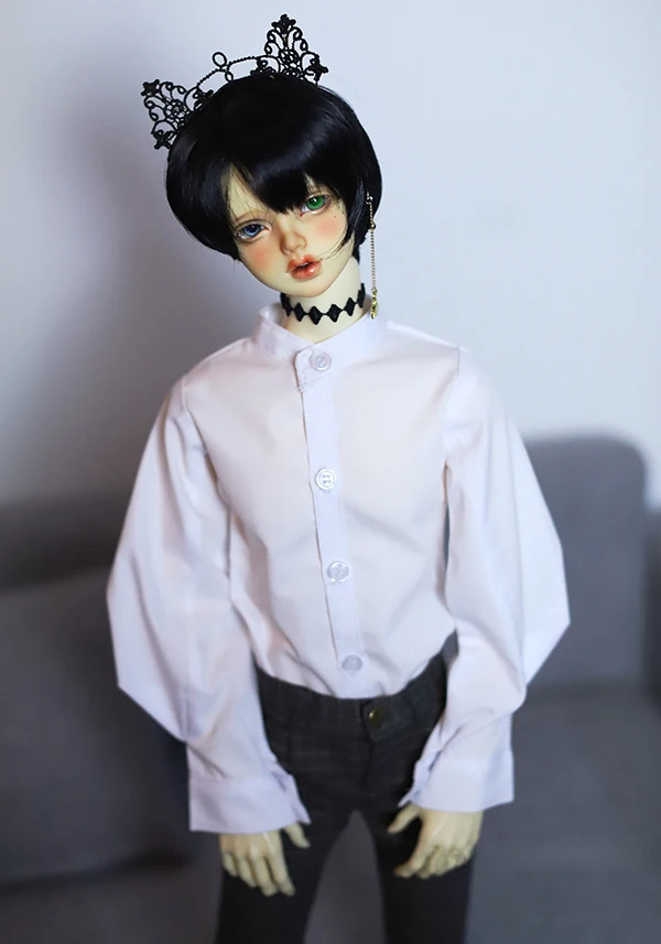 Белая рубашка с воротником стойкой и рукавами фонариками для 1/3 1/4 SD17 Uncle BJD