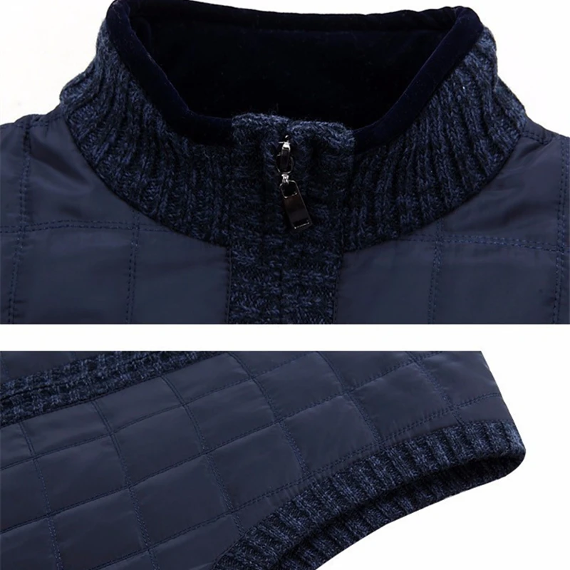 

Sweater Winter Sleeveless Cardigan Thick Warm Men's Vests Stand Collar Men Jackets Zipper Waistcoats Plus Size M-4XL 6XL