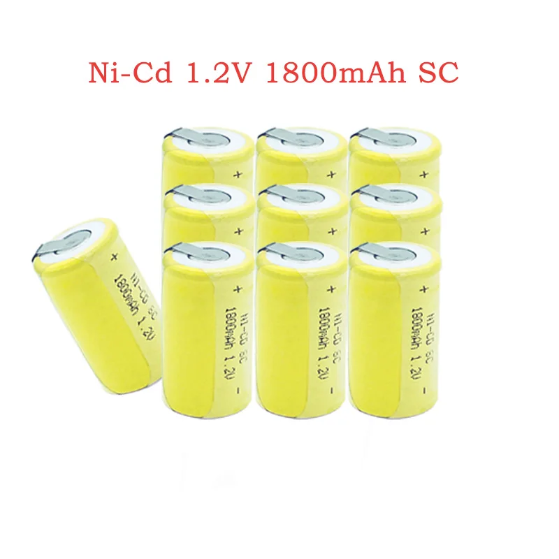 

SC 1.2V battery 4/10/20pcs 1800mah Sub C Ni-Cd rechargeable batteries with Tab power tool NiCd SUBC battery for Screwdriver