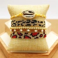europe and usa miyuki bracelet men pulseras mujer moda 2020 leopard armband bracelets women jewelry shell tassel leopar pattern