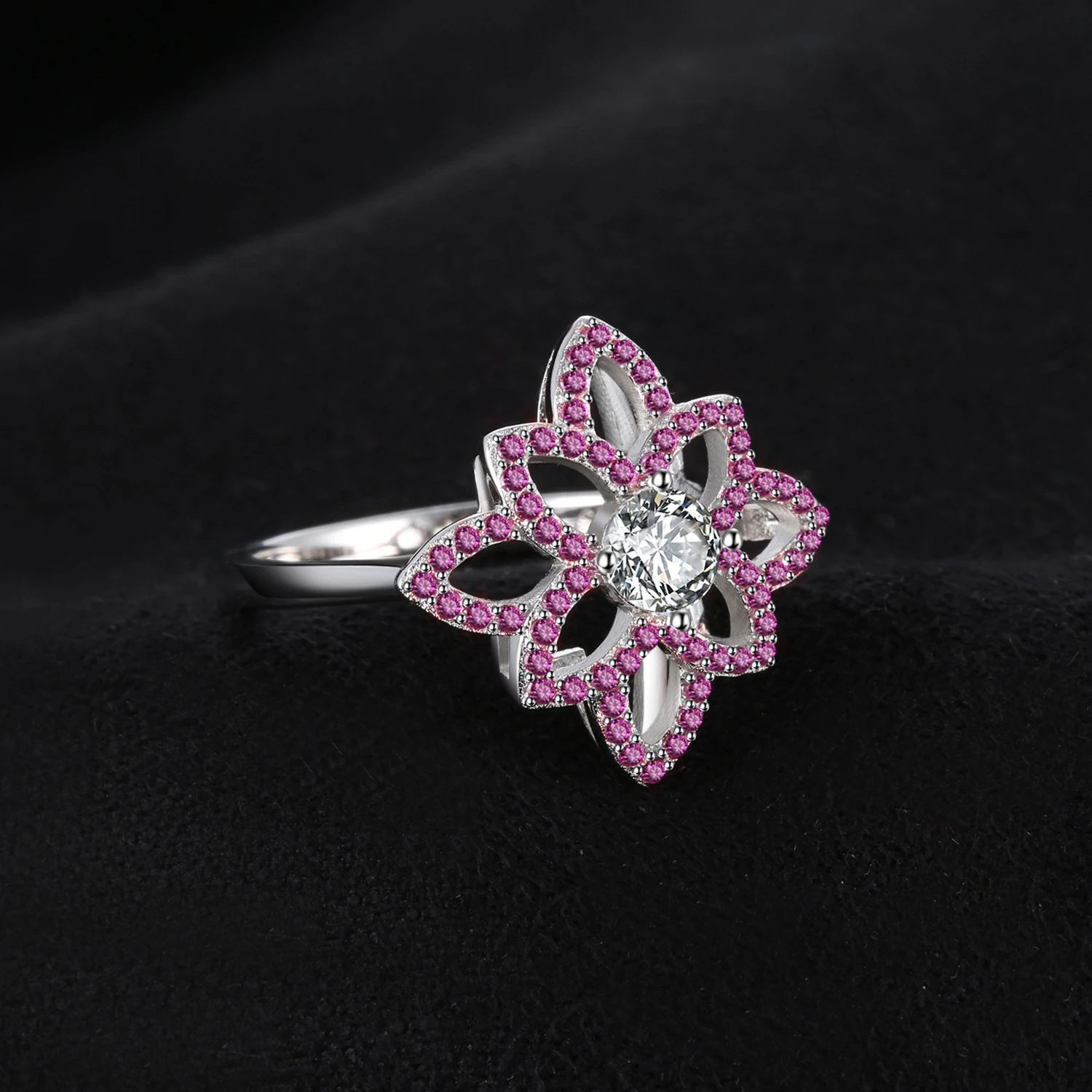 Jewelrypalace бренд 0.77 КТ создано розовый сапфир CZ цветок кольцо стерлингового серебра 925 Свадебная вечеринка ювелирных украшений для женщин подарок