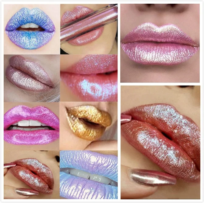 HOT 12 Colors Glitter Lip Gloss Diamond Shine Lips Makeup Metallic Matte Lipstick Waterproof Lasting |