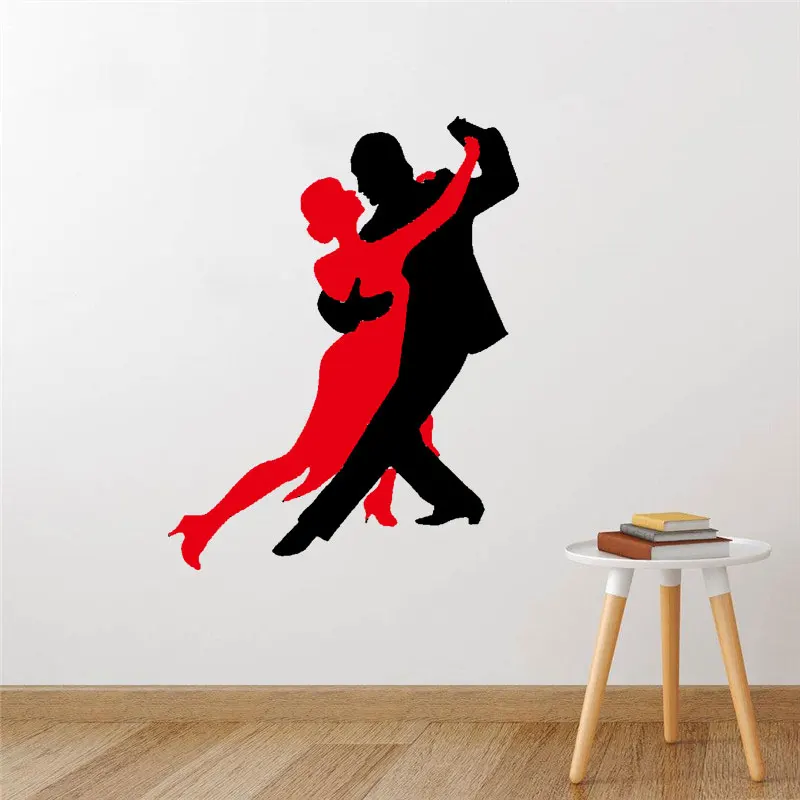 Настенная виниловая наклейка с изображением танцующей пары на стену для