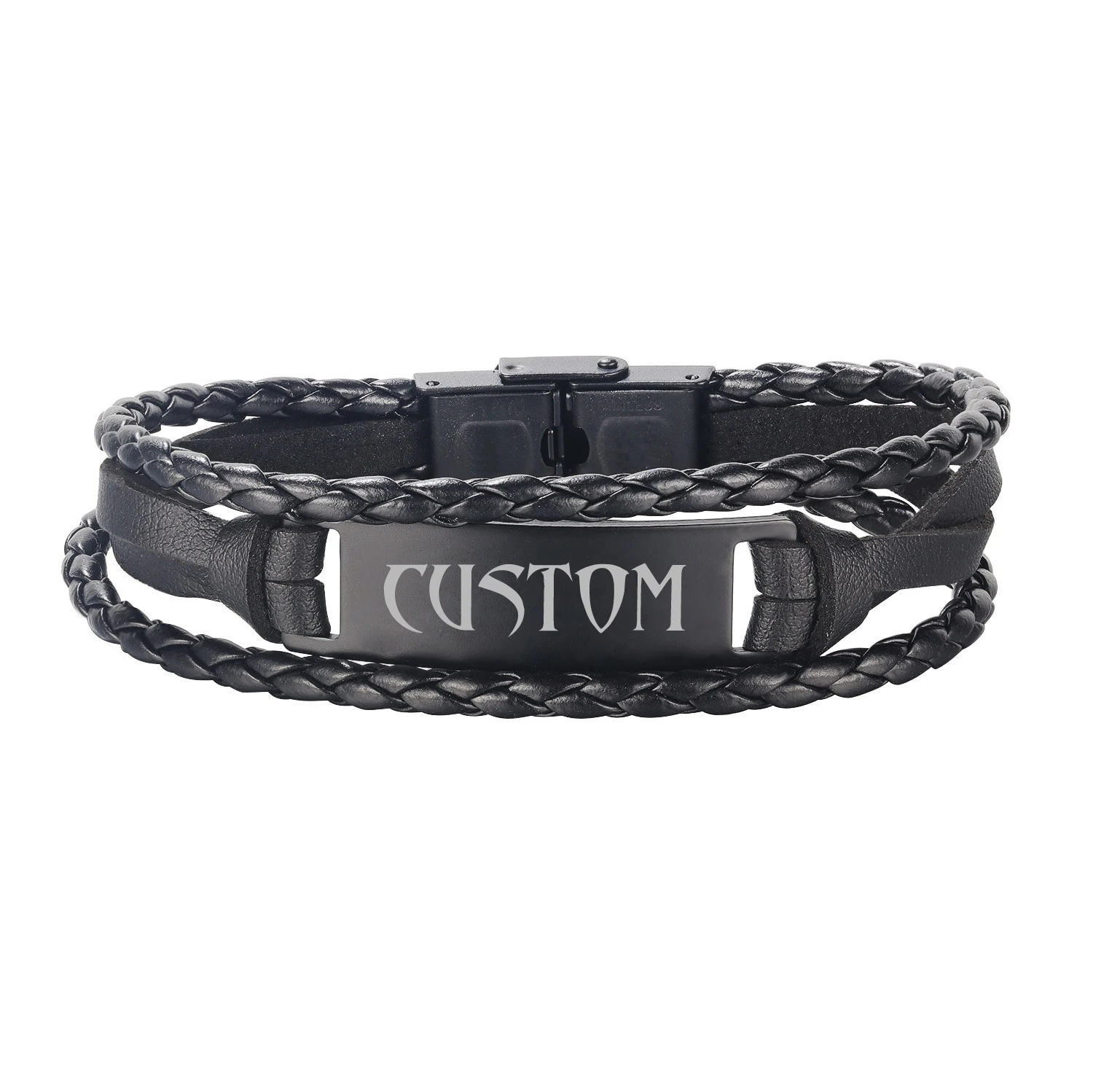 

Free Customized Vintage Hand-woven Multilayer National Style Stainless Steel Bracelet for Men Custom Jewelry personalized