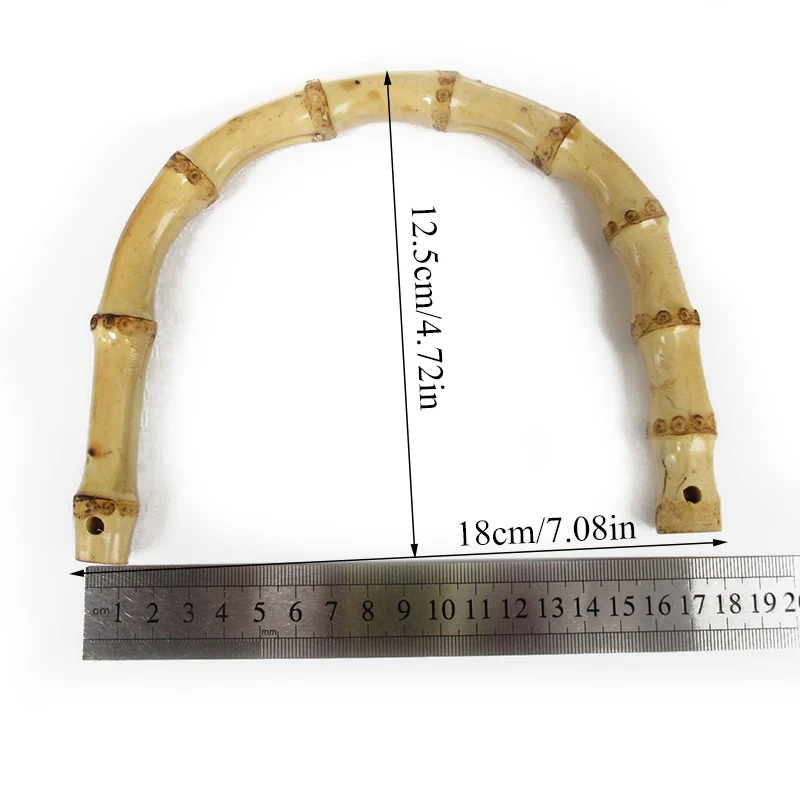 brown front hole D Shape Handle for Handmade Handbag 1PC Bamboo Handle for Handcrafted Handbag Handles For DIY Bags Purse Frame 2 Colors - Цвет: brown front hole