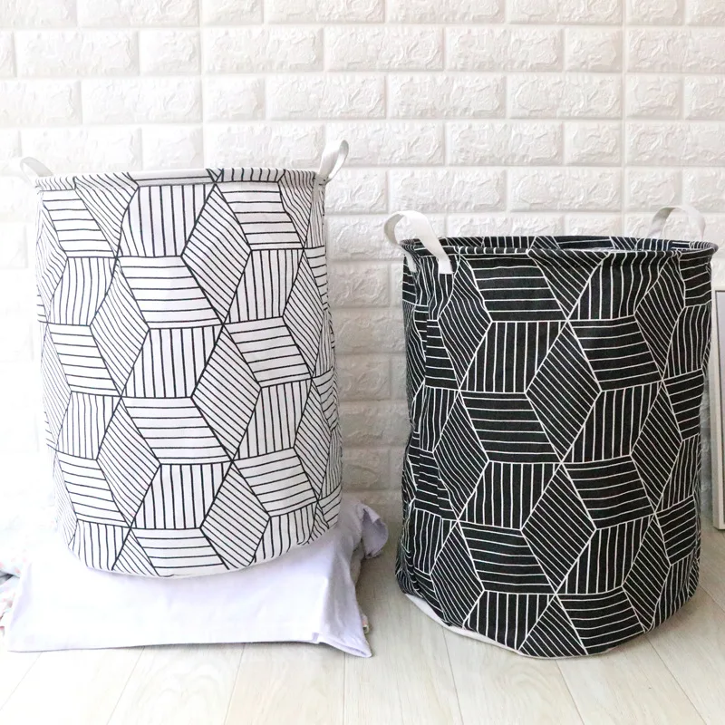 

Foldable Laundry Basket Cotton Linen Washing Storage Organizer Round Dirty Clothes Sundries Storage Box Kids Toy B7B80B25