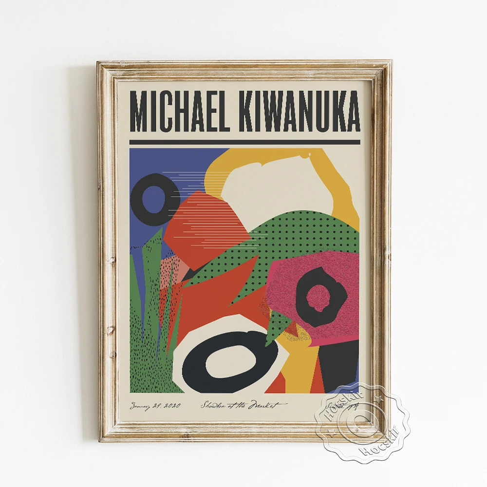 

American Singer Michael Kiwanuka Music Gig Poster, Retro Colorful Irregular Pattern Design Wall Picture, Fanclub Backdrop Decor