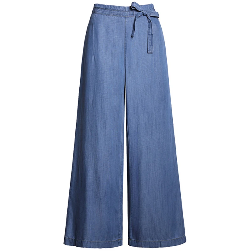 

2020 Summer Wide Leg Denim Jeans Women Loose Blue Solid Color Mom Jeans High Waist Casual Ladies Jeans Plus Size Wide Leg Pants