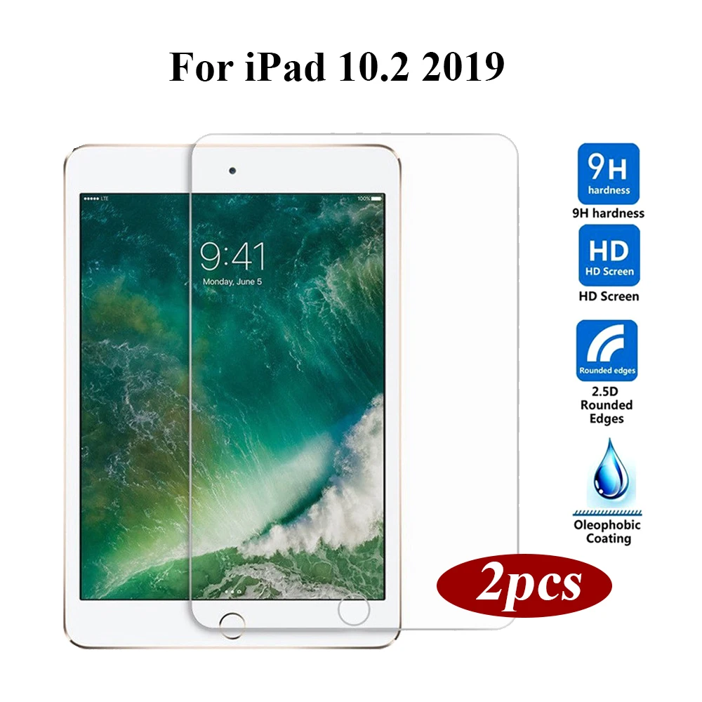 2pcs Protective Glass on for Apple iPad 10.2 2019 Tempered Protection Screen Protector Film vidrio templado 9h glas | Компьютеры и