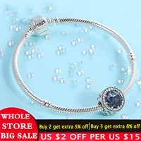 lmnzb original solid 925 sterling silver bracelet with s925 stamp blue beads charm bracelet diy jewelry gift for women lhb067