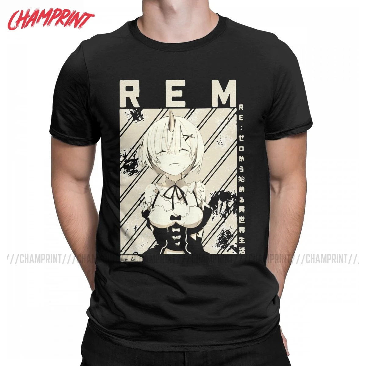 

Men Rem ReZero Retro T Shirt Re Zero Anime Manga 100% Cotton Clothes Vintage Short Sleeve Round Neck Tees Summer T-Shirts