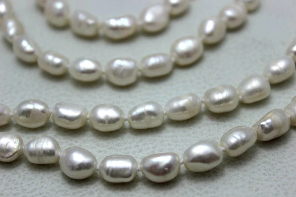 

White Freshwater baroque pearl necklace sweater Necklace 8x9mm120cm