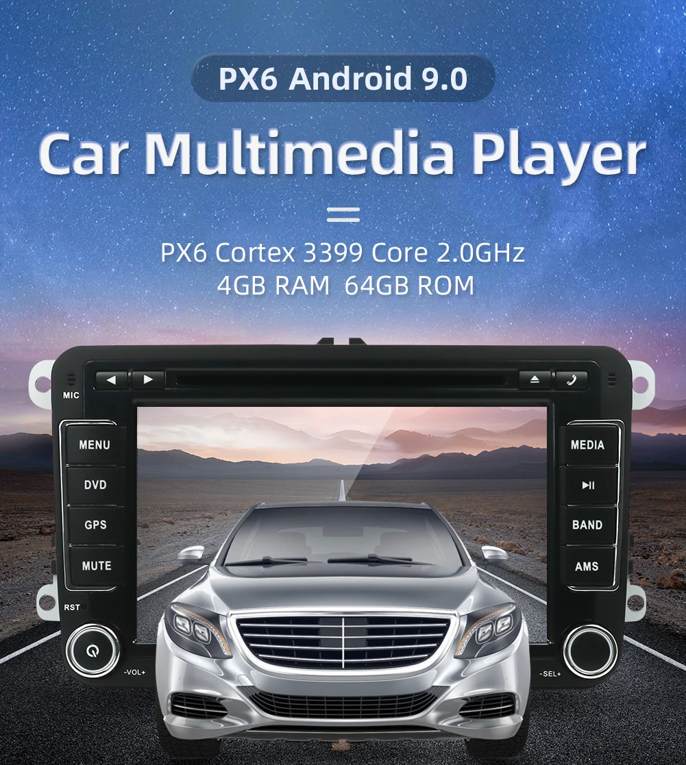 PX6 Android 9,0 для Volkswagen GOLF 4 5 6 POLO PASSAT TIGUAN Caddy Turan 2 Din автомобильный DVD Радио стерео Wifi SWC BT Canbus 4G-64G