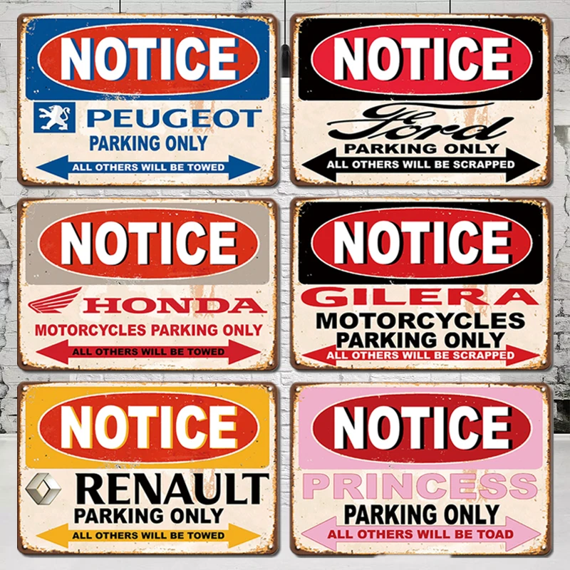 Винтажный знак с уведомлением о парковке автомобиля Ретро Декор стен гаража