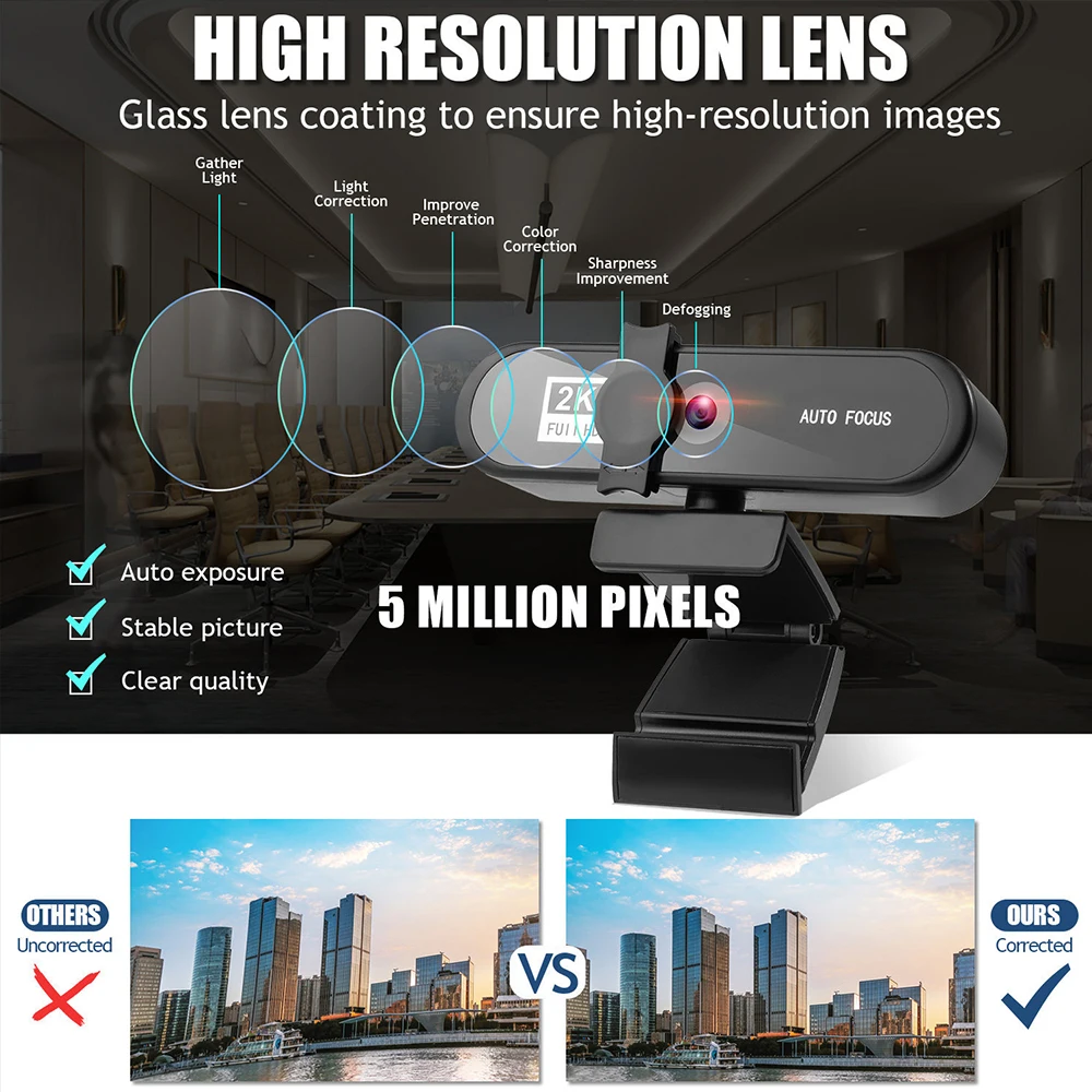 

Willkey With Mic 1080P HD Web Cam 2K 4K Conference PC Webcam Autofocus USB Web Camera Laptop Desktop For Office Meeting Home