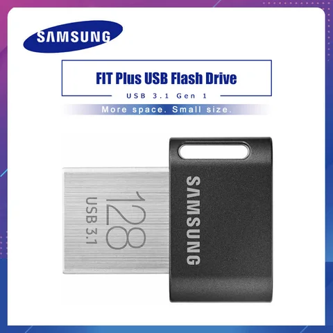 Флеш-накопитель SAMSUNG FITplus, USB 3,1, 32 ГБ, 64 ГБ, 200, МБ/с., Usb 3,0, 128 ГБ, 256, 300, МБ/с.