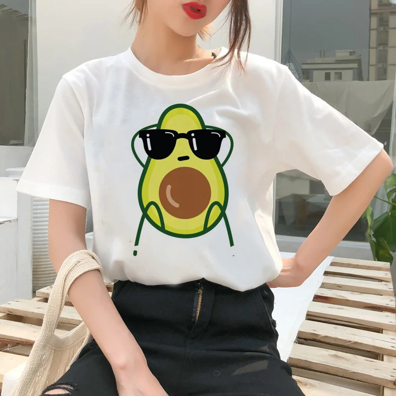 Kawaii авокадо забавные белые футболки для женщин Harajuku Ullzang 90s футболка Графический
