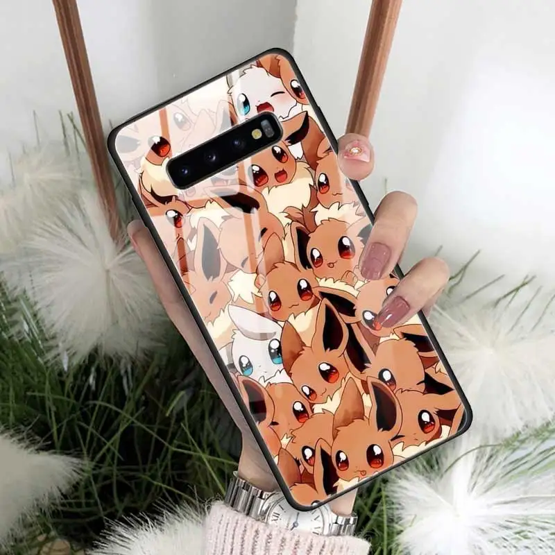 14 Чехол из закаленного стекла с рисунком eevee для samsung Galaxy S10 S10e S9 S8 Note9 Note 10 Plus 5G A50 A30 края из ТПУ - Цвет: 14