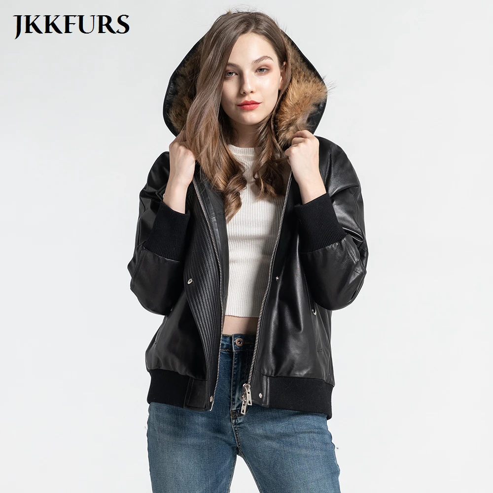 Новое поступление женский модный пуховик из натуральной овечьей кожи куртка с