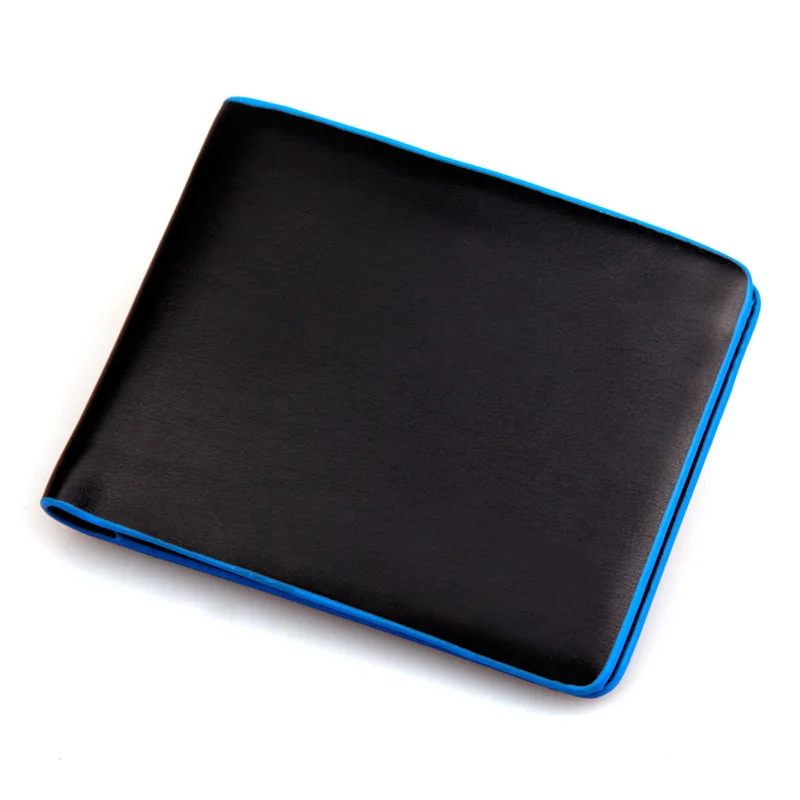 

Korean Version of the New Fashion Multi-Color tin Short Wallet, Fine Lines, Color Edges, Men's Horizontal Wallet Foldable, Leath