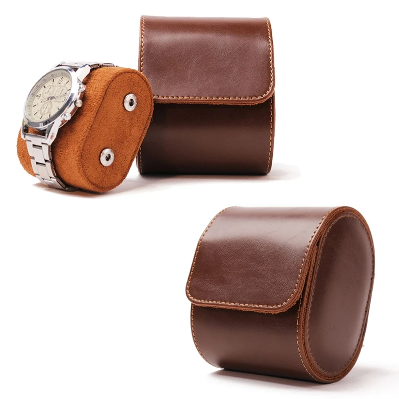 

2022 New Watch Box Single Slot leathery Travel Jewelry Storage Case Organizer,Brown 2020 trend