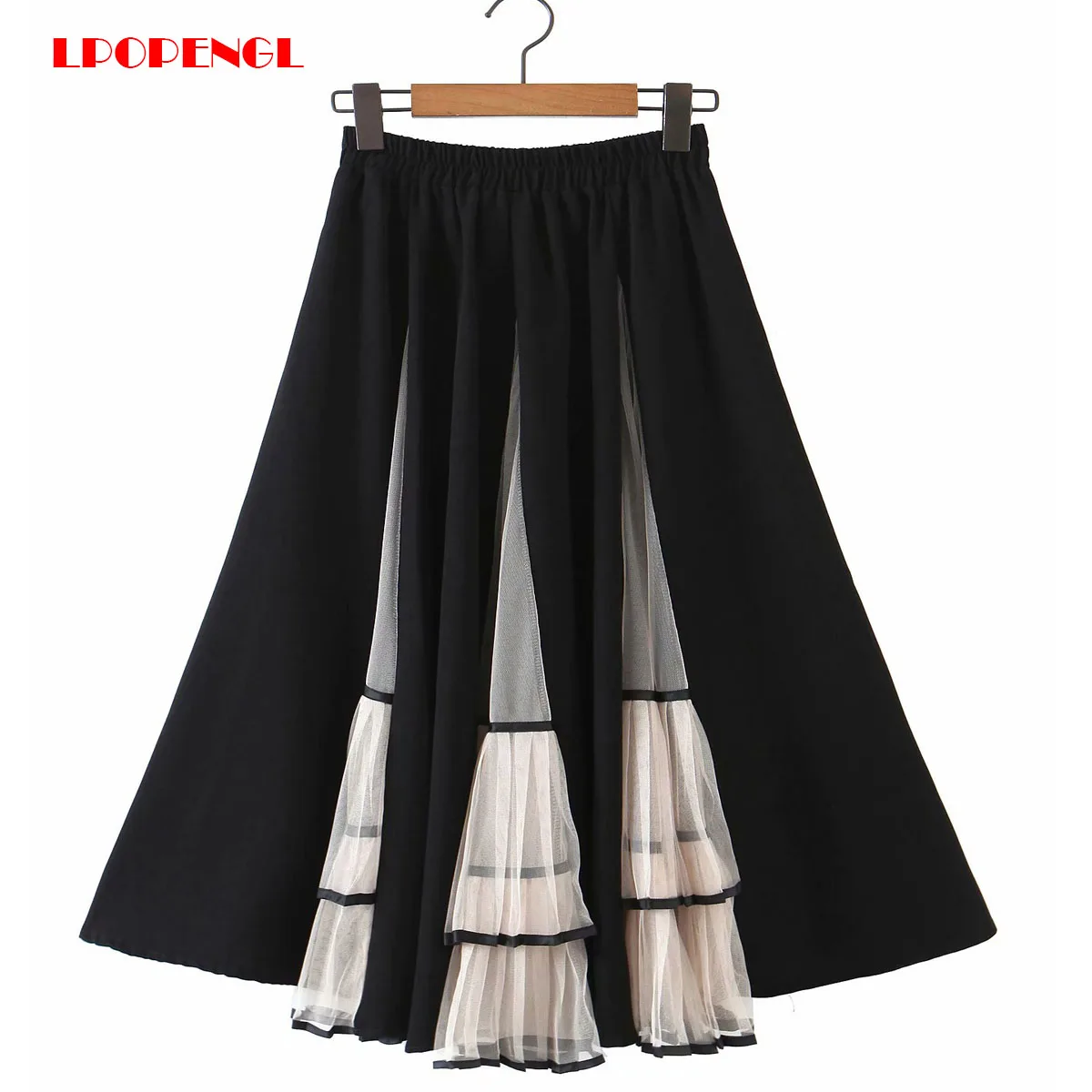 

Платье женское, однотонное, с эластичной резинкой и оборками, весна-осень, 2021