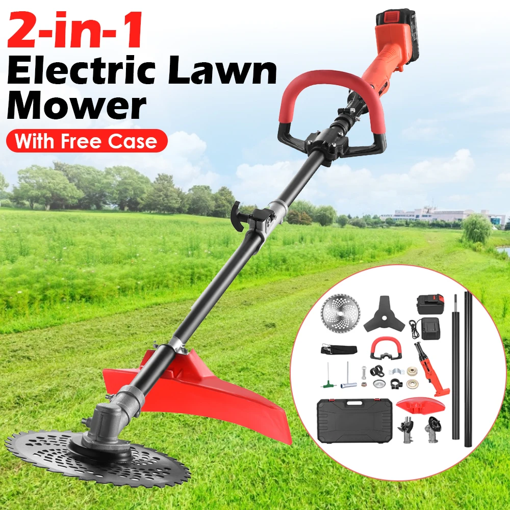 

Wireless Electric Lawn Mower Cordless 6000rpm Batteries Grass Trimmer Brush Cutter Tool for Weed-Wacking