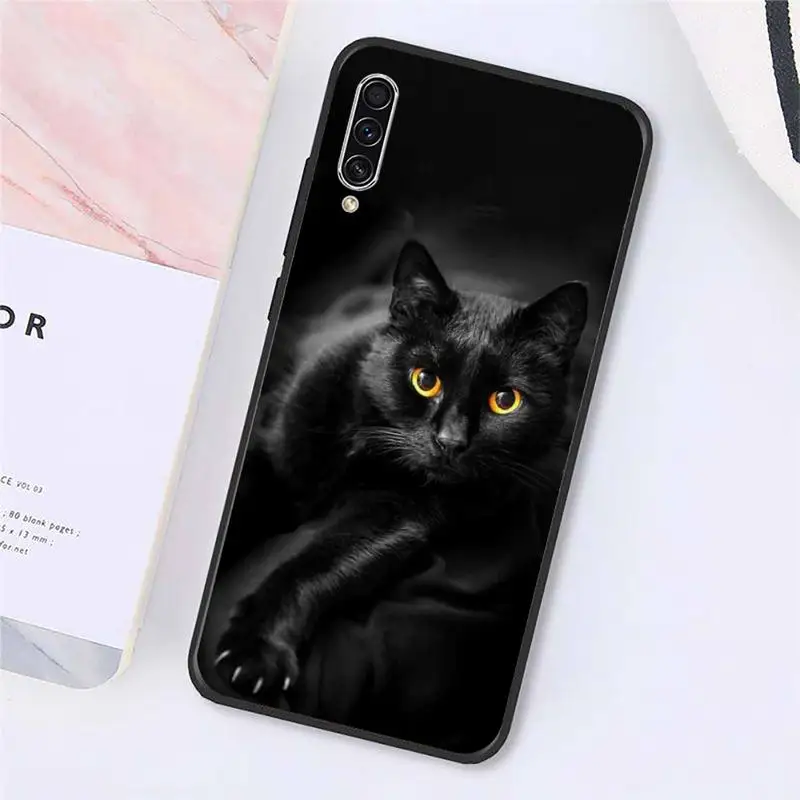 

Animal Black Cat Staring Eye On Phone Case For Samsung galaxy A S note 10 7 8 9 20 30 31 40 50 51 70 71 21 s ultra plus