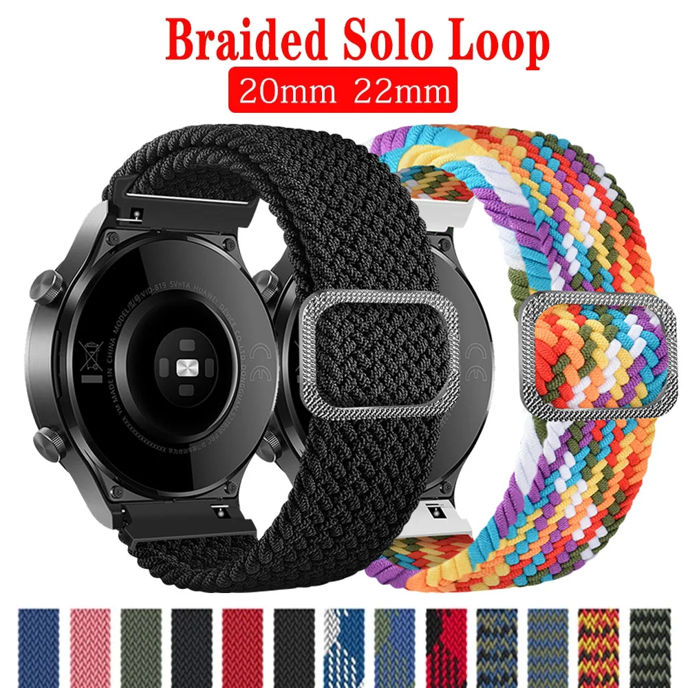 

Braided Solo Loop band for Samsung Galaxy Watch 4/Classic/Active 2 Watchband 20mm 22mm Bracelet Correa Amazfit GTS 2 mini Strap