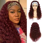 Женский парик из натуральных волос, с глубокой волной, окрашенные волосы 99J, бордовые, красные, Длинные бразильские волосы, парики для черных женщин, не Реми, IJOY