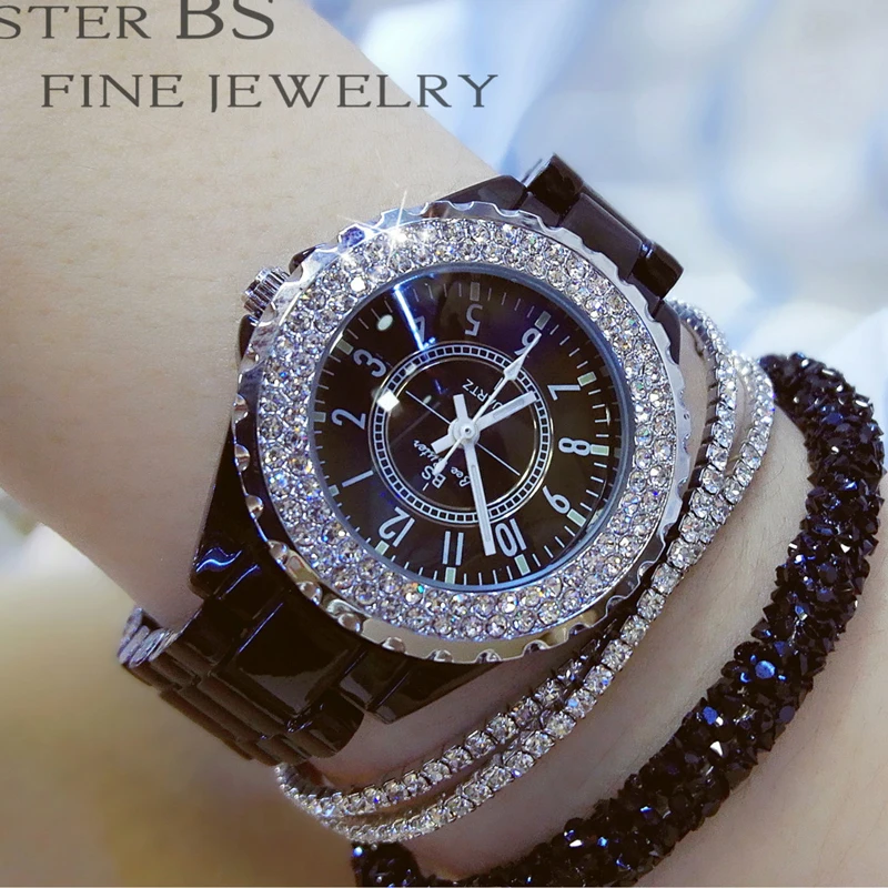 

2021 Luxury Crystal Wristwatches Women White Ceramic Ladies Watch Quartz Fashion Women Watches Ladies Wrist watches for Female