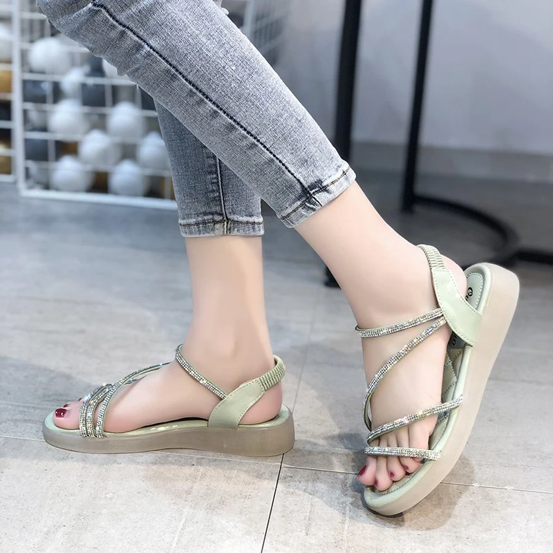 

Slip On Sandals Women 2021 Summer Beach Jelly Shoes Classic Sports Platform Gladiator Sandals Fashion Party Bling Flat Shoes